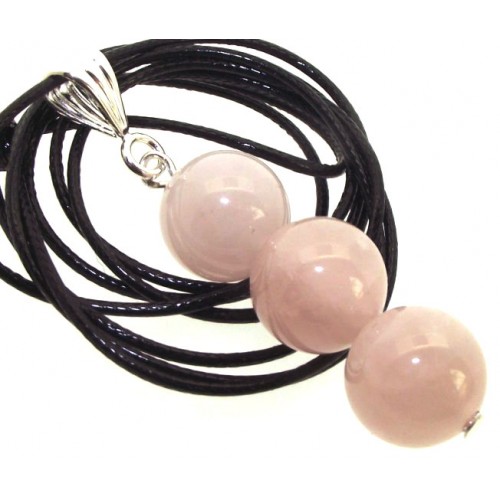 12mm Rose Quartz Gemstone Triple Sphere Pendant